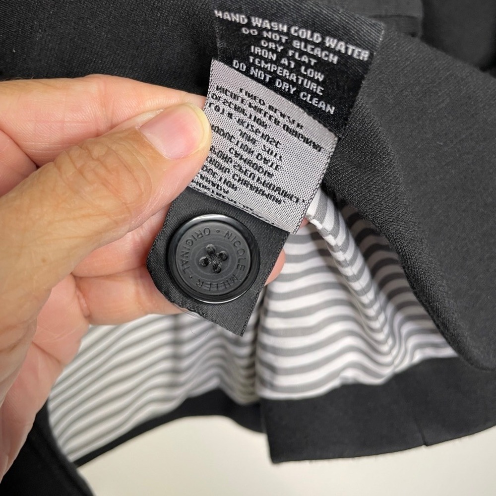 Nicole Miller Original Blazer Womens Sz M Black 3/4 Sleeve Striped Lining Office - Picture 6 of 11